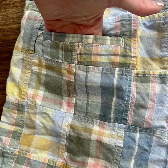 L.L. BEAN Vintage Patchwork Plaid Madras Bermuda Shorts Retro Coastal Preppy 10 - Picture 10 of 13